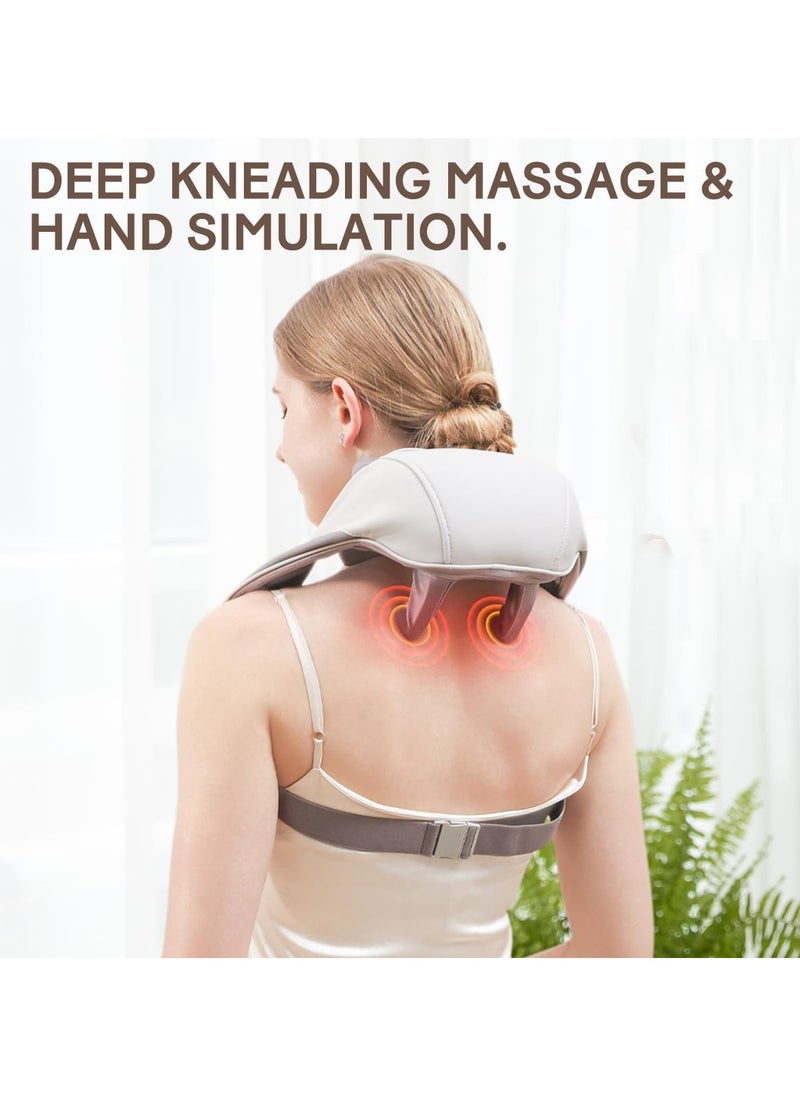 Neck and Shoulders Massager With Heat Relieve Tension Target Acupoints, Extra Large Massage Head Wearable Design Ideal For Pain Relief Muscle Relaxation Stress Reduction