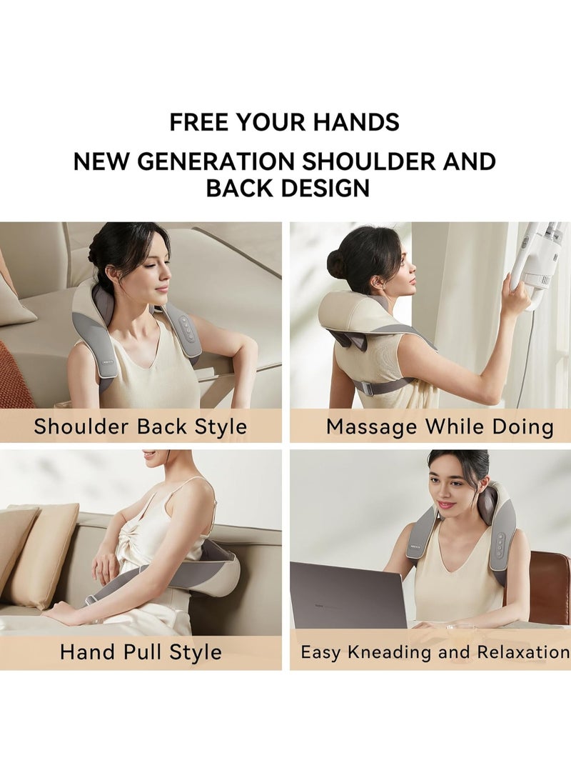 Neck and Shoulders Massager With Heat Relieve Tension Target Acupoints, Extra Large Massage Head Wearable Design Ideal For Pain Relief Muscle Relaxation Stress Reduction