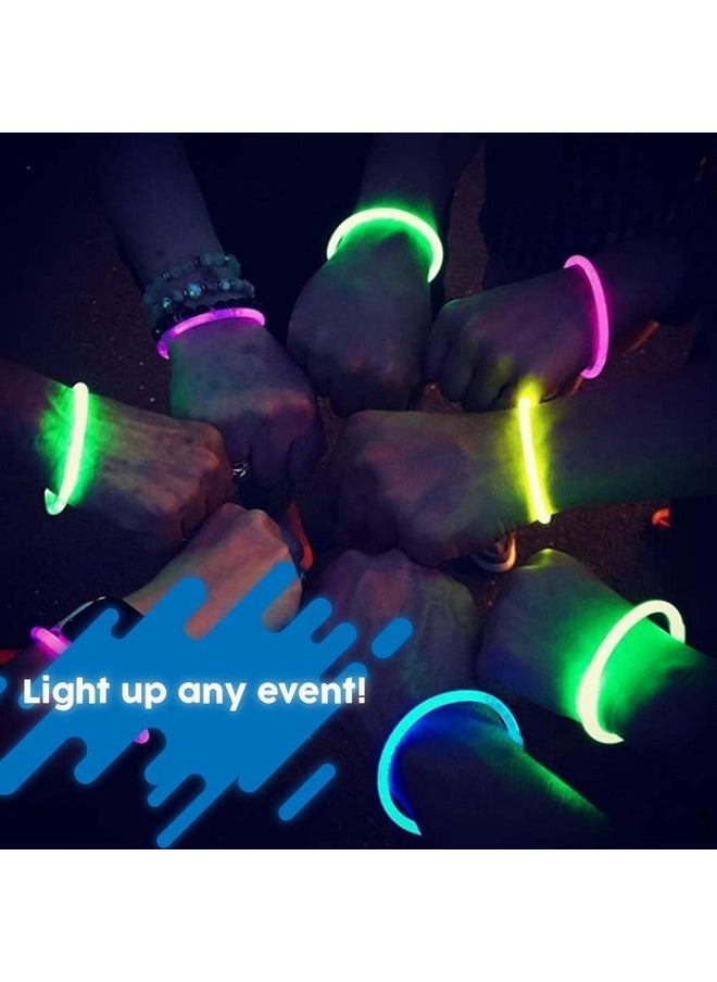 Glow In The Dark Neon Bands - 100 Pcs Glow Stick With Connectors | Neon Bands For Party | Glow Bands For A Party | 7 Shades Radium Stick | Glow In The Dark Sticks | Neon Party Accessories