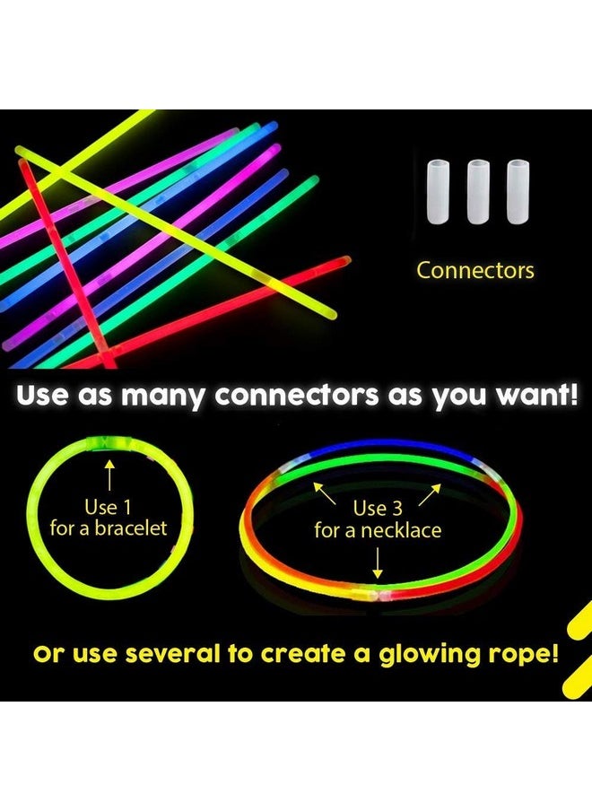 Glow In The Dark Neon Bands - 100 Pcs Glow Stick With Connectors | Neon Bands For Party | Glow Bands For A Party | 7 Shades Radium Stick | Glow In The Dark Sticks | Neon Party Accessories