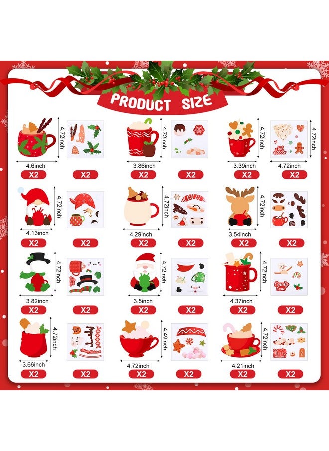 24 Sets Christmas Crafts Kits Hot Cocoa Christmas Ornament Crafts For Christmas Tree Decorations Diy Sticker Craft For Classroom Decor Xmas Gift Winter Holiday Party Supplies