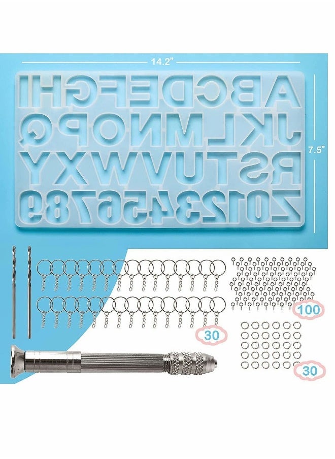 134Pcs Silicone Alphabet Resin Molds Kit Letter Number Silicone Mold Epoxy Resin Casting Molds Keychain Making Set