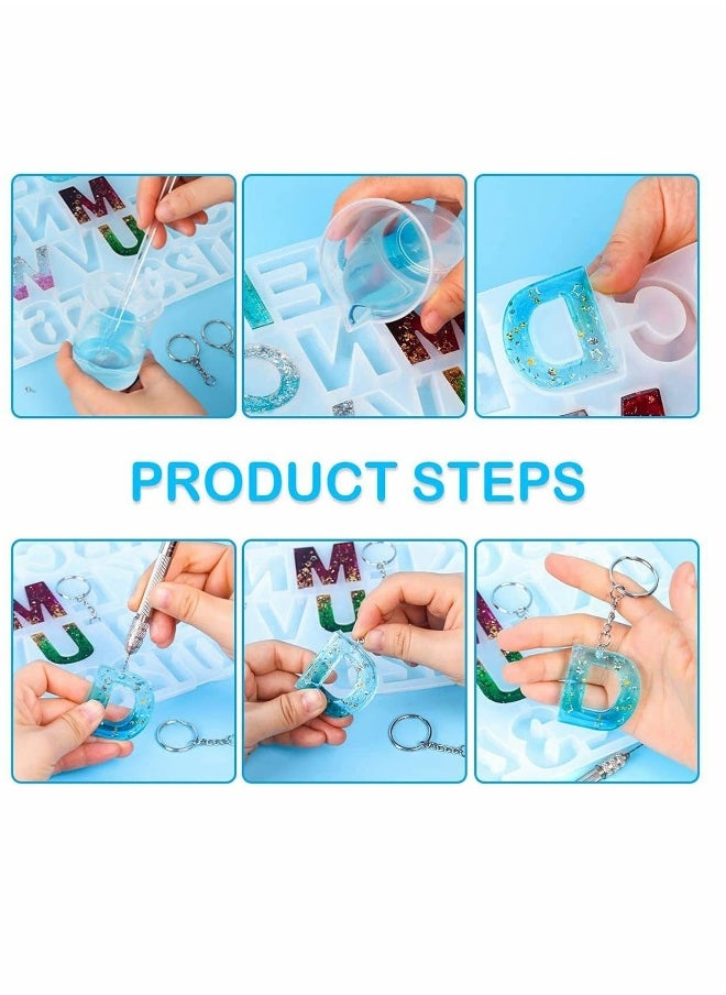 134Pcs Silicone Alphabet Resin Molds Kit Letter Number Silicone Mold Epoxy Resin Casting Molds Keychain Making Set