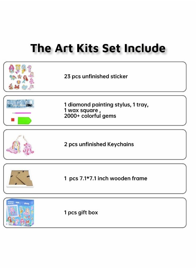 5D Mosaic Arts and Crafts for Kids Ages 8 to 12 Girls Diamond Painting Sticker Keychains Set Number Painting Craft Gem Sticker Kit