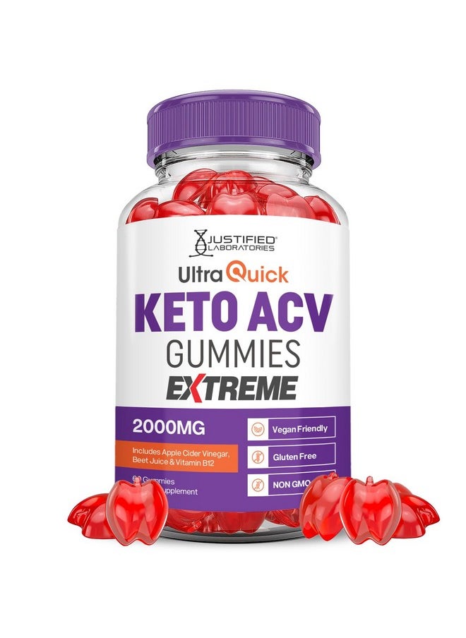 Ultra Quick Keto ACV Gummies Extreme 2000MG Ultraquick Keto Gummies Apple Cider Vinegar Formulated with Pomegranate Beet Juice Powder B12 Vegan Non GMO 60 Gummys