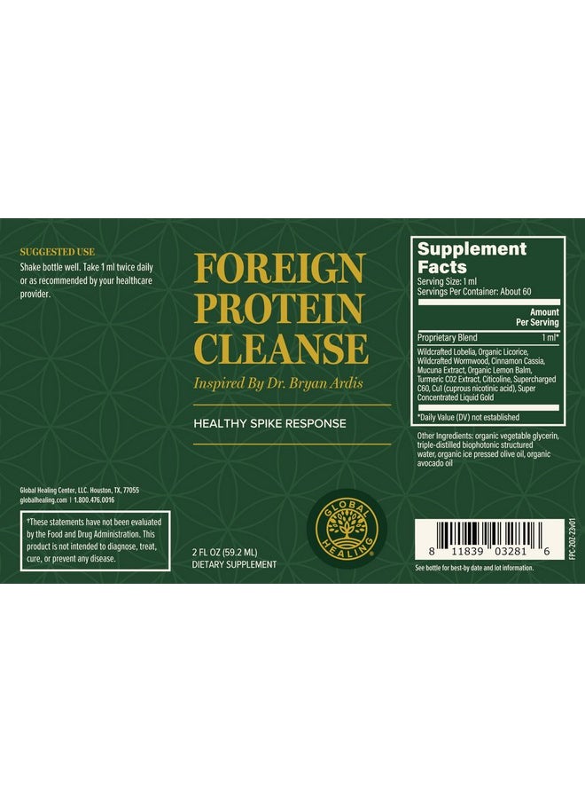 Global Healing Foreign Protein Cleanse (Spike Protein Detox) - Spike Support Formula with Nattokinase Supplement Alternatives (Wormwood) - Helps Detox Spike Proteins for Immune Support - 2 Fl Oz
