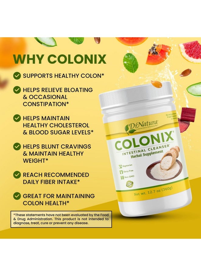 Dr Natura Colonix Intestinal Cleanser, All-Natural Daily Fiber, Colon Detox and Cleanse, Supports Healthy Colon, Intestines, Gut, 30 Day Serving, 12.7 Oz