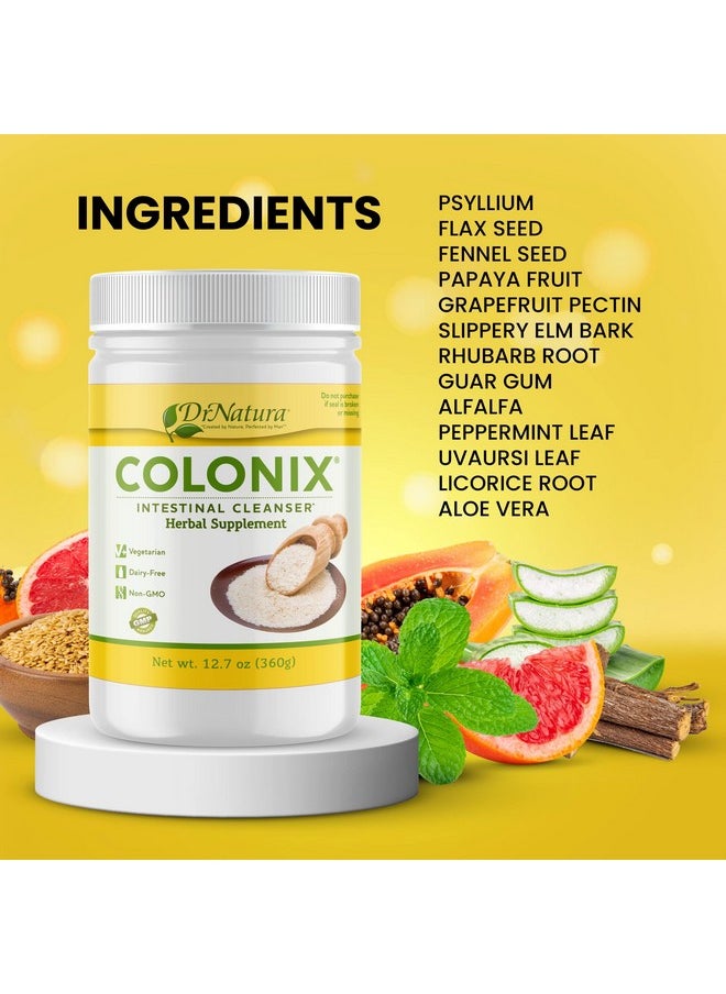 Dr Natura Colonix Intestinal Cleanser, All-Natural Daily Fiber, Colon Detox and Cleanse, Supports Healthy Colon, Intestines, Gut, 30 Day Serving, 12.7 Oz