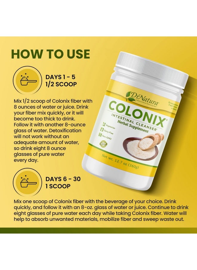 Dr Natura Colonix Intestinal Cleanser, All-Natural Daily Fiber, Colon Detox and Cleanse, Supports Healthy Colon, Intestines, Gut, 30 Day Serving, 12.7 Oz