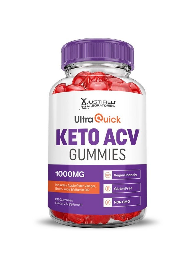 Ultra Quick Keto ACV Gummies Advanced Formula 1000MG Ultraquick Keto Gummies Apple Cider Vinegar Formulated with Pomegranate Beet Juice Powder B12 Vegan Non GMO 60 Gummys