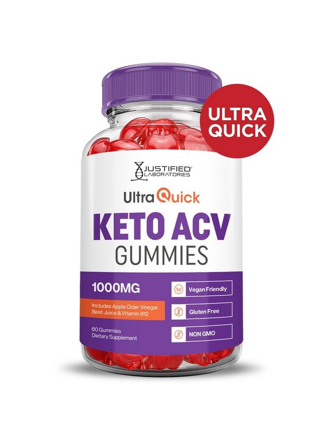 Ultra Quick Keto ACV Gummies Advanced Formula 1000MG Ultraquick Keto Gummies Apple Cider Vinegar Formulated with Pomegranate Beet Juice Powder B12 Vegan Non GMO 60 Gummys