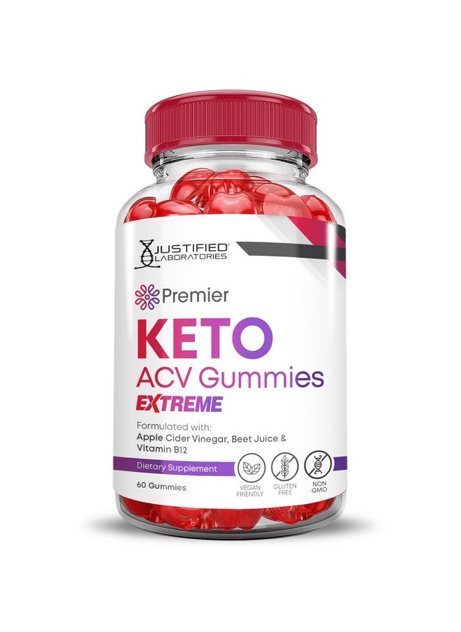 Premier Keto ACV Gummies Extreme 2000MG Premier Keto Gummies Apple Cider Vinegar Formulated with Pomegranate Beet Juice Powder B12 Vegan Non GMO 60 Gummys