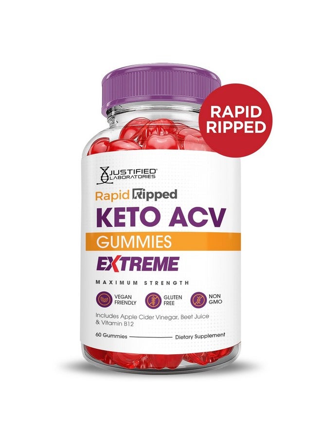 (5 Pack) Rapid Ripped Keto ACV Gummies Extreme 2000MG Rapidripped Keto Gummies Apple Cider Vinegar Formulated with Pomegranate Beet Juice Powder B12 Vegan Non GMO 300 Gummys
