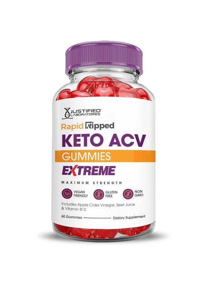 (5 Pack) Rapid Ripped Keto ACV Gummies Extreme 2000MG Rapidripped Keto Gummies Apple Cider Vinegar Formulated with Pomegranate Beet Juice Powder B12 Vegan Non GMO 300 Gummys
