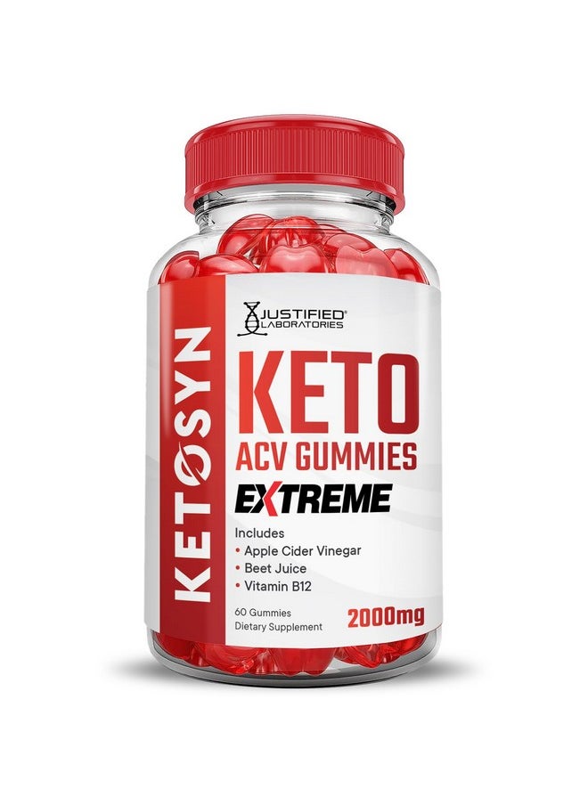 Ketosyn Keto ACV Gummies Extreme 2000MG Ketosyn Keto Gummies Apple Cider Vinegar Formulated with Pomegranate Beet Juice Powder B12 Vegan Non GMO 60 Gummys