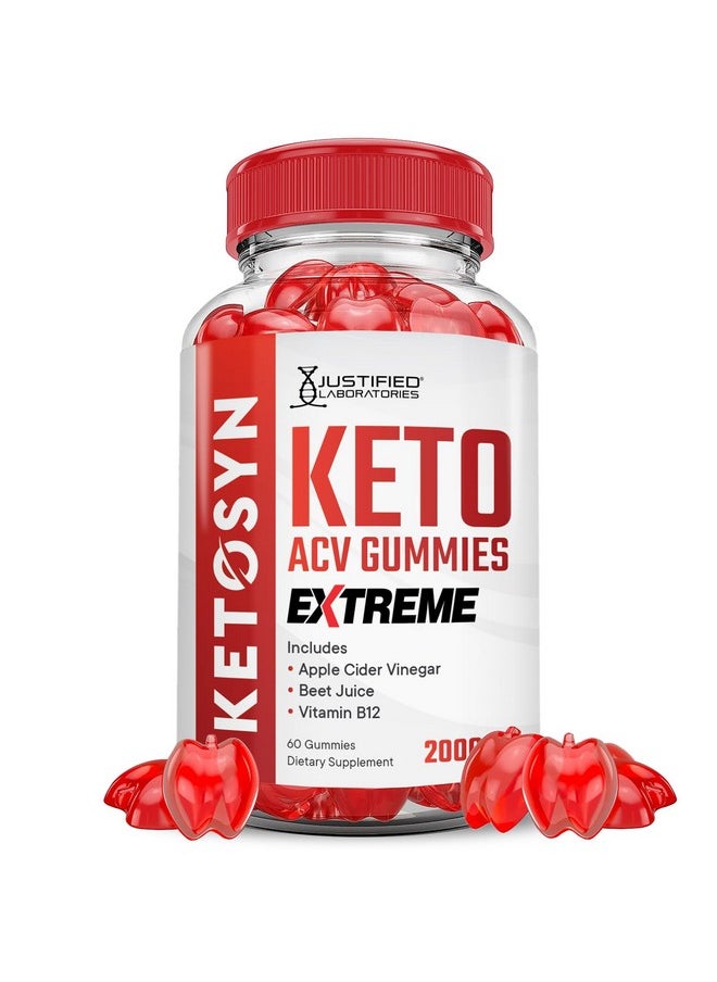 Ketosyn Keto ACV Gummies Extreme 2000MG Ketosyn Keto Gummies Apple Cider Vinegar Formulated with Pomegranate Beet Juice Powder B12 Vegan Non GMO 60 Gummys