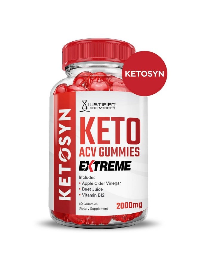 Ketosyn Keto ACV Gummies Extreme 2000MG Ketosyn Keto Gummies Apple Cider Vinegar Formulated with Pomegranate Beet Juice Powder B12 Vegan Non GMO 60 Gummys