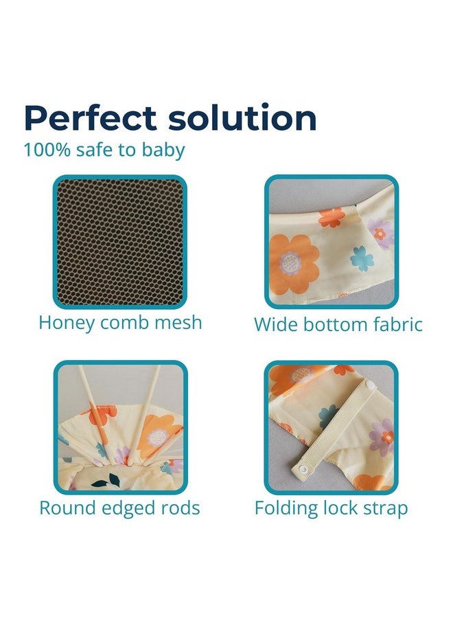 Safemyles Foldable Baby Mosquito Net, Bottomless Net For Infants, For Safe & Easy Use Sleep 110 X 65 X 60Cms, For Babies & Toddlers (0 To 24 Months) - Color Pattern, Cream Floral