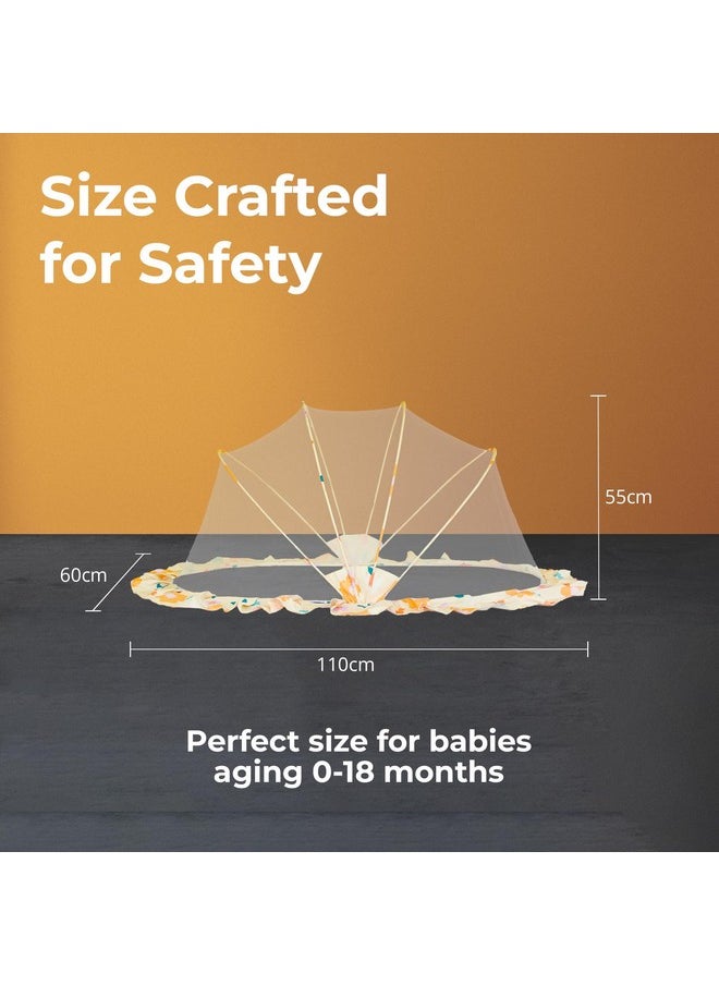 Safemyles Foldable Baby Mosquito Net, Bottomless Net For Infants, For Safe & Easy Use Sleep 110 X 65 X 60Cms, For Babies & Toddlers (0 To 24 Months) - Color Pattern, Cream Floral