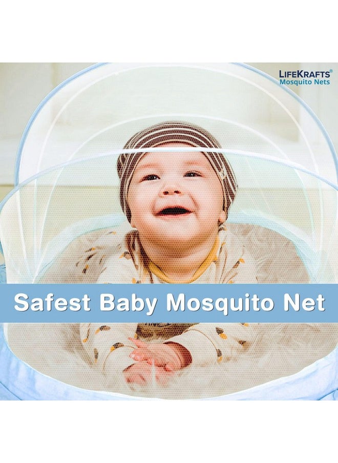 Foldable Baby Mosquito Net, Bottomless Net For Infants, For Safe & Easy Use | Ensures Your Baby'S Safe Sleep 135 X 65 X 65Cms, For Babies & Toddlers (0 To 24 Months) - Blue