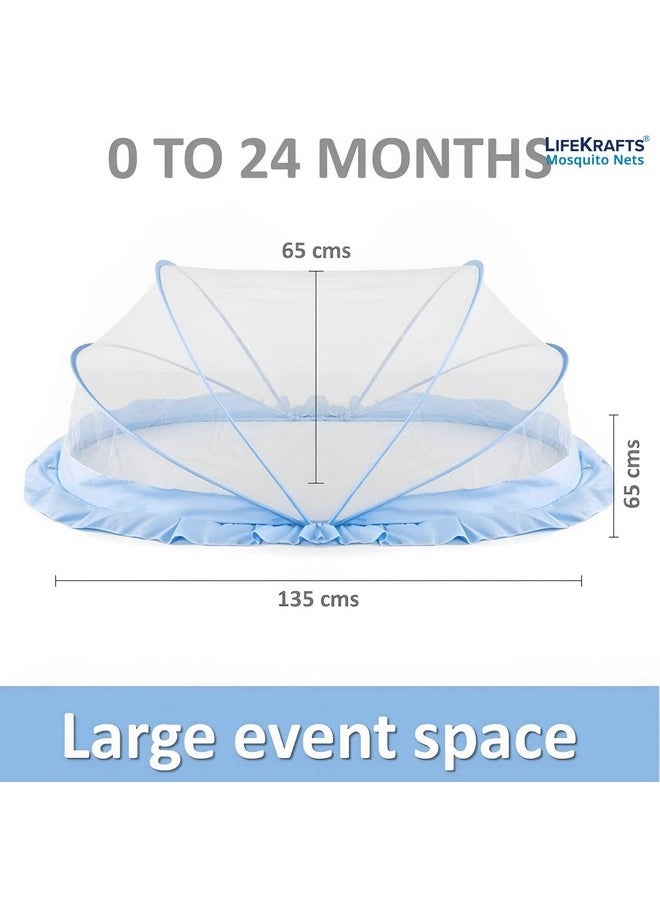 Foldable Baby Mosquito Net, Bottomless Net For Infants, For Safe & Easy Use | Ensures Your Baby'S Safe Sleep 135 X 65 X 65Cms, For Babies & Toddlers (0 To 24 Months) - Blue