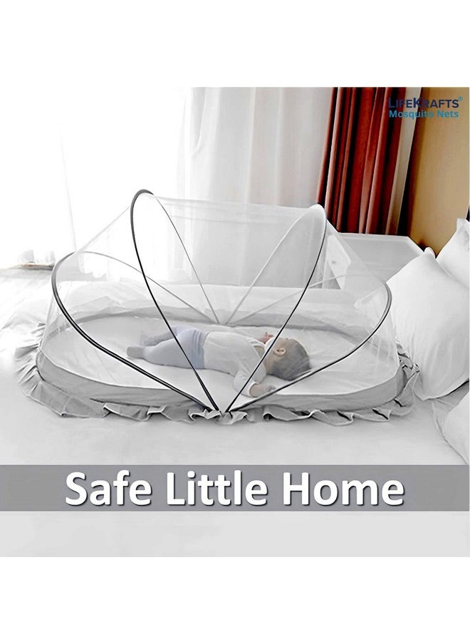 Foldable Baby Mosquito Net, Bottomless Net For Infants, For Safe & Easy Use | Ensures Your Baby'S Safe Sleep 135 X 65 X 65Cms, For Babies & Toddlers (0 To 24 Months) - Grey