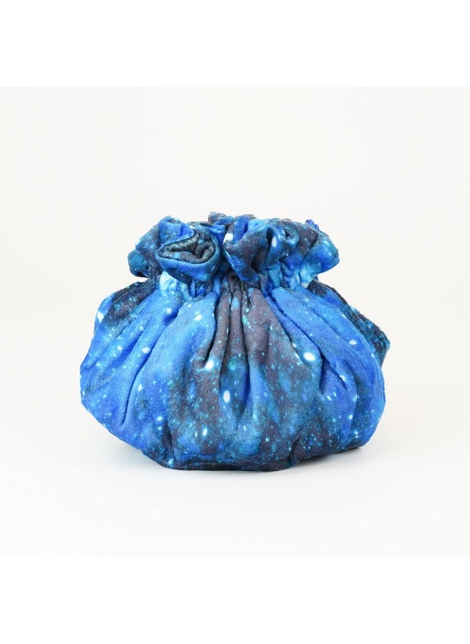 Fanroll Blue Velvet Compartment Dice Bag With Pockets: Galaxy, Role Playing Game Dice Accessories For Dungeons And Dragons
