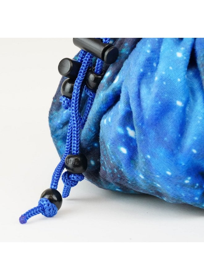 Fanroll Blue Velvet Compartment Dice Bag With Pockets: Galaxy, Role Playing Game Dice Accessories For Dungeons And Dragons