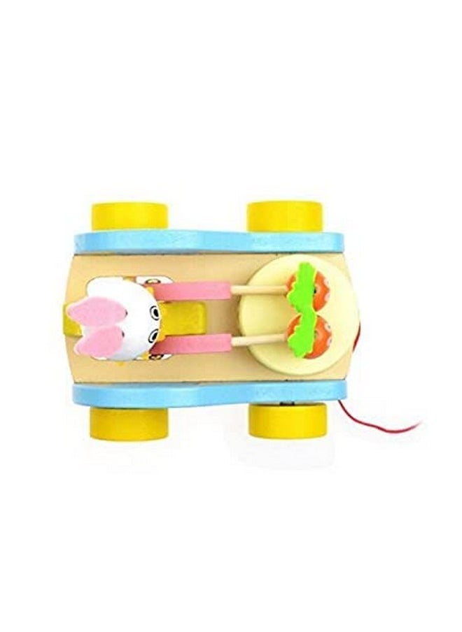 Wooden Drum Musical Pull Along Toy, Baby Early Walking Pull Toy, (Pack Of 1) (Rabbit)