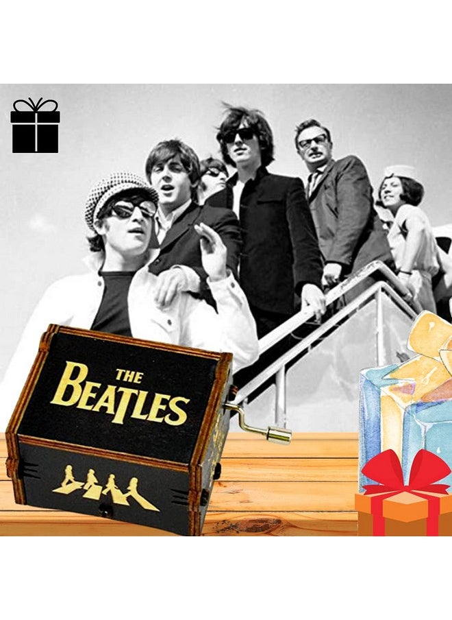 Beatles Music Box Hand Crank Musical Box Beatles Theme Carved Wooden Music Boxes Gift For Kids Friends Family Musicalbox The Beatles Rock Band Musicbox