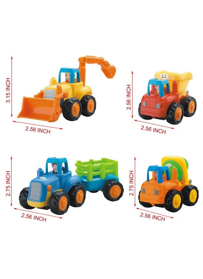 Happy Engineering Vehicles Push And Go Friction Powered Car Toys Set (Pack Of 4)