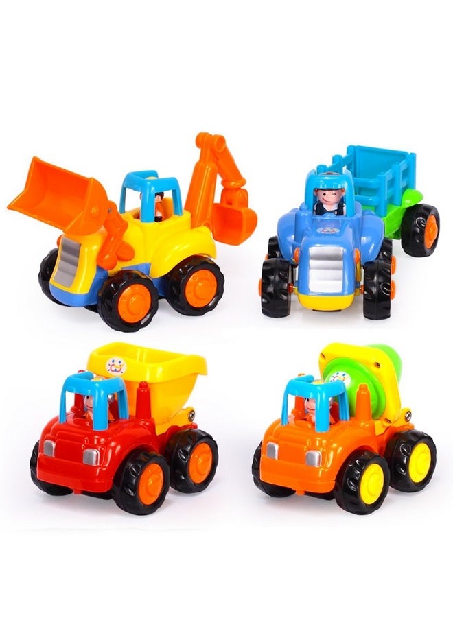 Happy Engineering Vehicles Push And Go Friction Powered Car Toys Set (Pack Of 4)