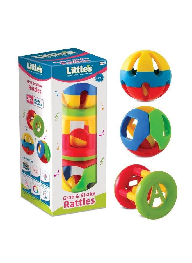 Grab & Shake Rattles | Educational & Developmental Toys For Kids | Rattles For Baby | Baby Toys | 3 Piece Multi-Color Toddler Activity Toys | Infant & Preschool Kids Toys