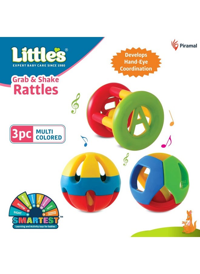 Grab & Shake Rattles | Educational & Developmental Toys For Kids | Rattles For Baby | Baby Toys | 3 Piece Multi-Color Toddler Activity Toys | Infant & Preschool Kids Toys