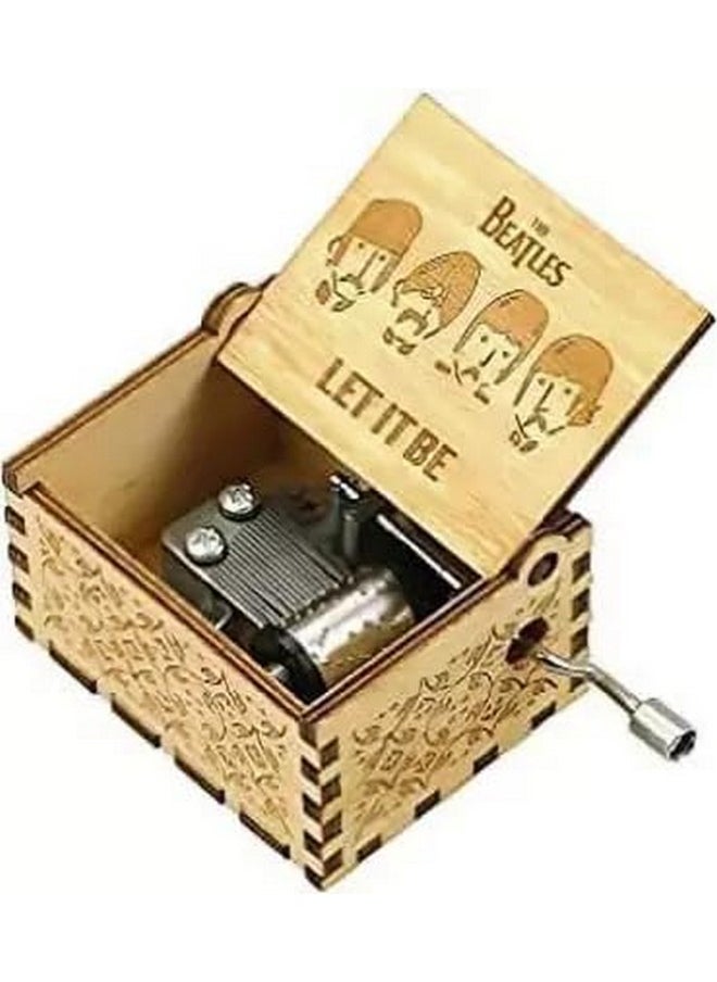 Beatles Music Box Hand Crank Musical Box Beatles Theme Carved Wooden Music Boxes Gift For Kids Friends Family Musical Box The Beatles Rock Band Musicbox