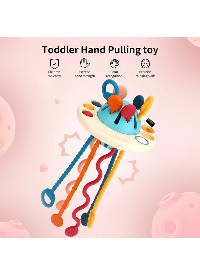 Pull String Toys For Babies Montessori Toys For 4M+ Year Old|Teether For 6 To 12 Months Baby Toys Food Grade Silicone Fine Motor Skills Toddler Activity Sensory Toys - Bis Approved,Multicolor