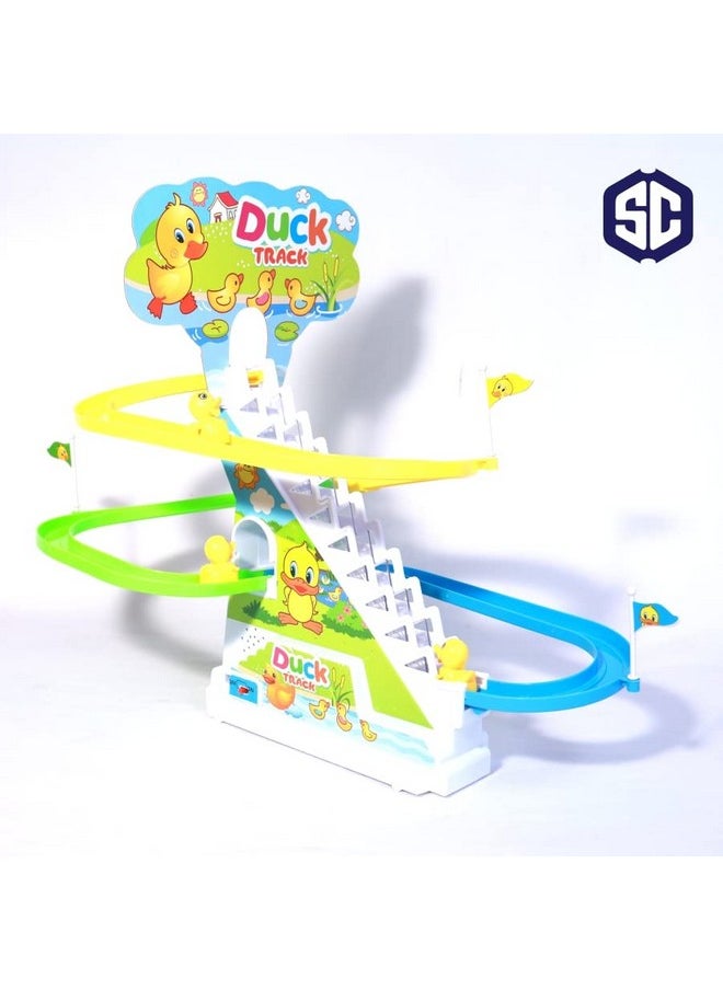 Duck Slide Toy Set, Funny Automatic Stair-Climbing (Multicolor)