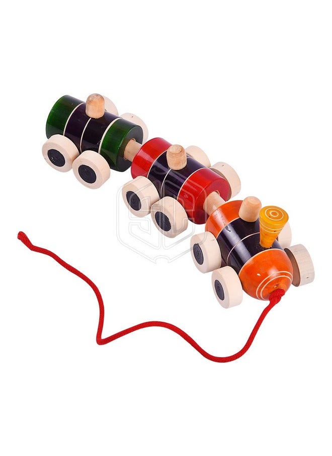 Handcrafted Wooden Boogie Train Pull Along Toy (Made In India)- Multicolor