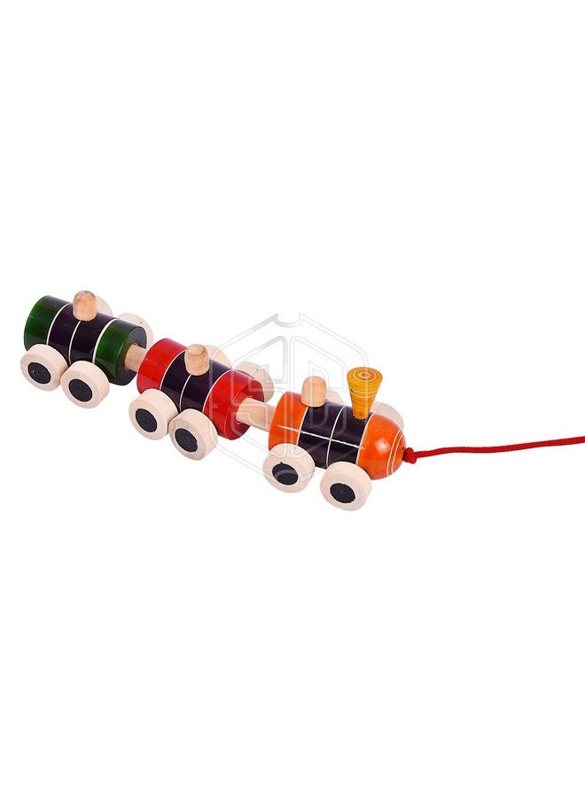 Handcrafted Wooden Boogie Train Pull Along Toy (Made In India)- Multicolor