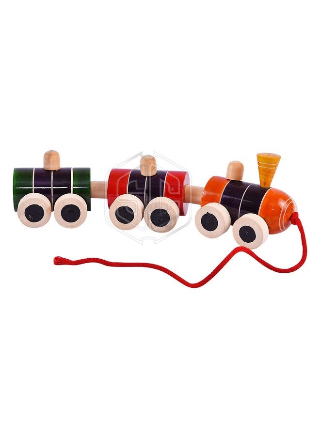 Handcrafted Wooden Boogie Train Pull Along Toy (Made In India)- Multicolor