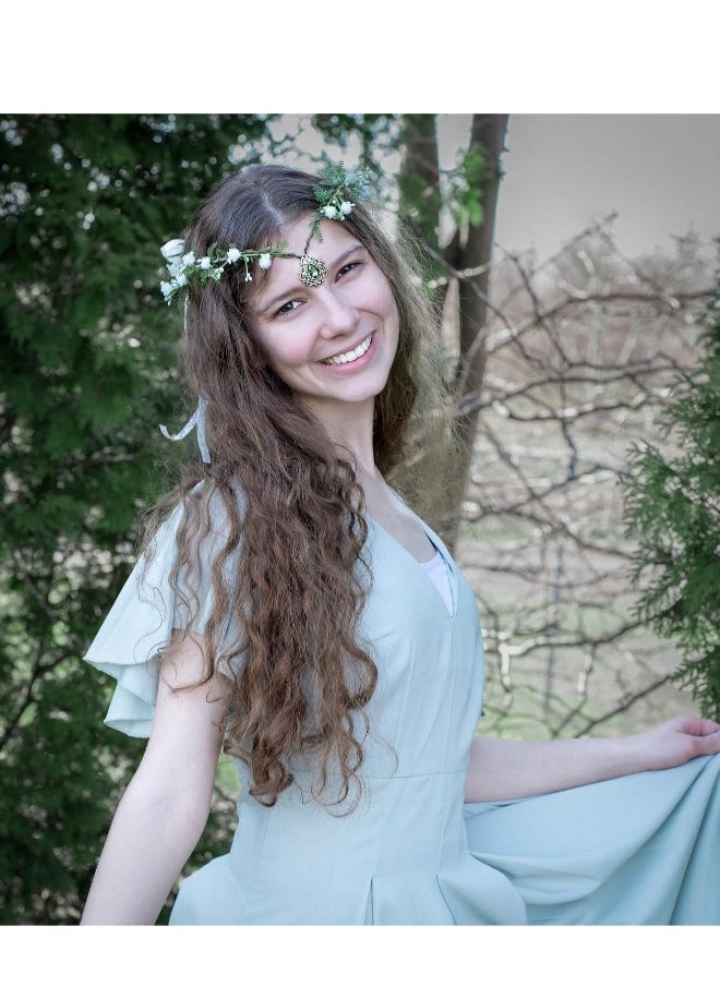 Woodland Flower Crown Elf Florla Headband Forest Fairy Headpiece for Women Girls Wedding Cosplay Bridal Shower Party