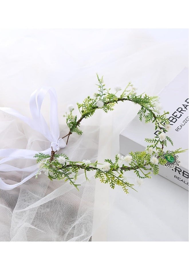 Woodland Flower Crown Elf Florla Headband Forest Fairy Headpiece for Women Girls Wedding Cosplay Bridal Shower Party