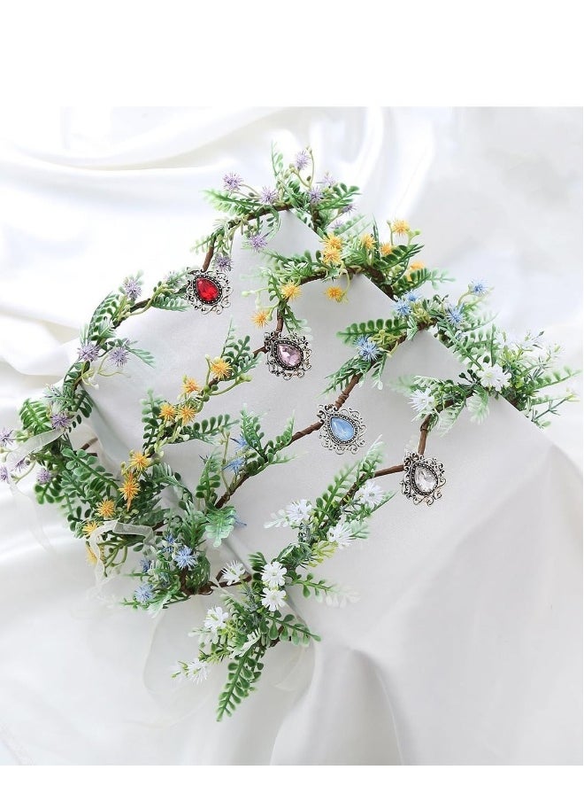 Woodland Flower Crown Elf Florla Headband Forest Fairy Headpiece for Women Girls Wedding Cosplay Bridal Shower Party