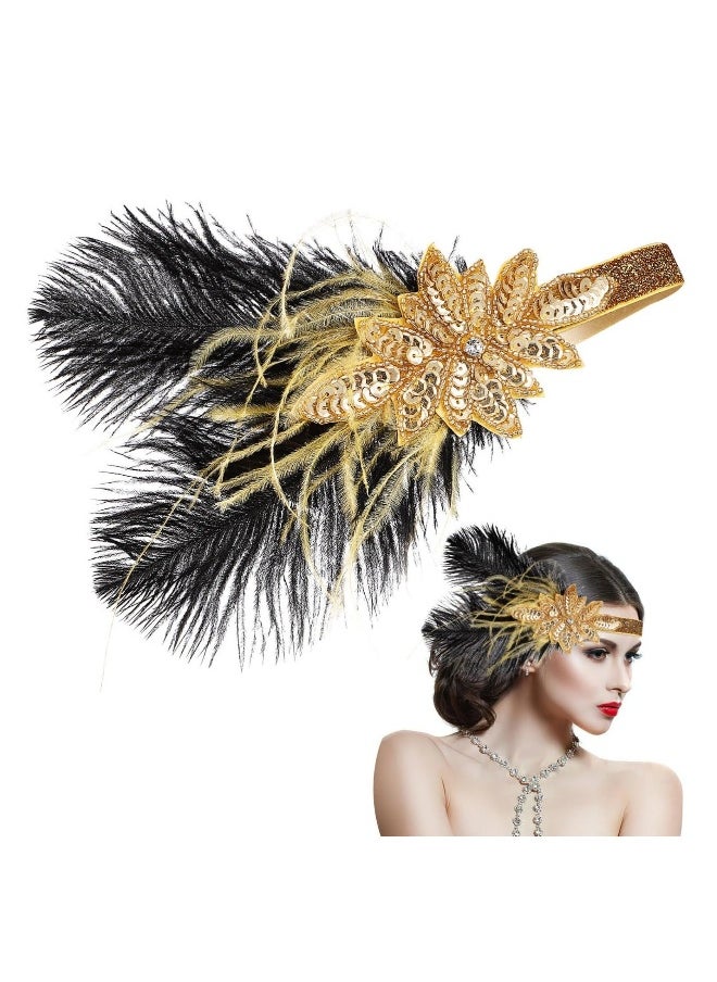 Flapper Headband Roaring 1920s Gatsby Costume Headwear Sequin Wedding Headpiece Accessories  for Women for Art Decor Pageant Themed Party