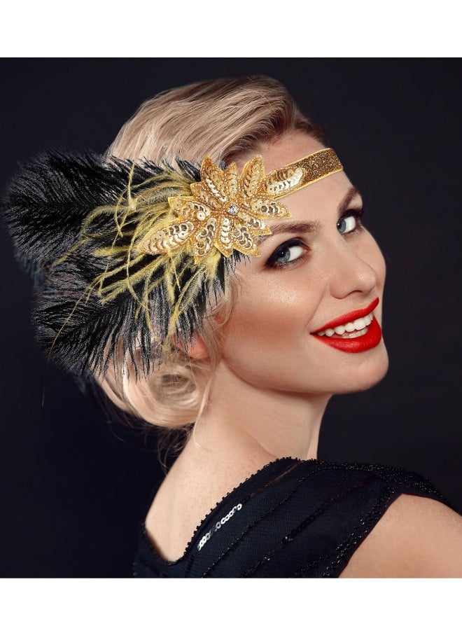 Flapper Headband Roaring 1920s Gatsby Costume Headwear Sequin Wedding Headpiece Accessories  for Women for Art Decor Pageant Themed Party