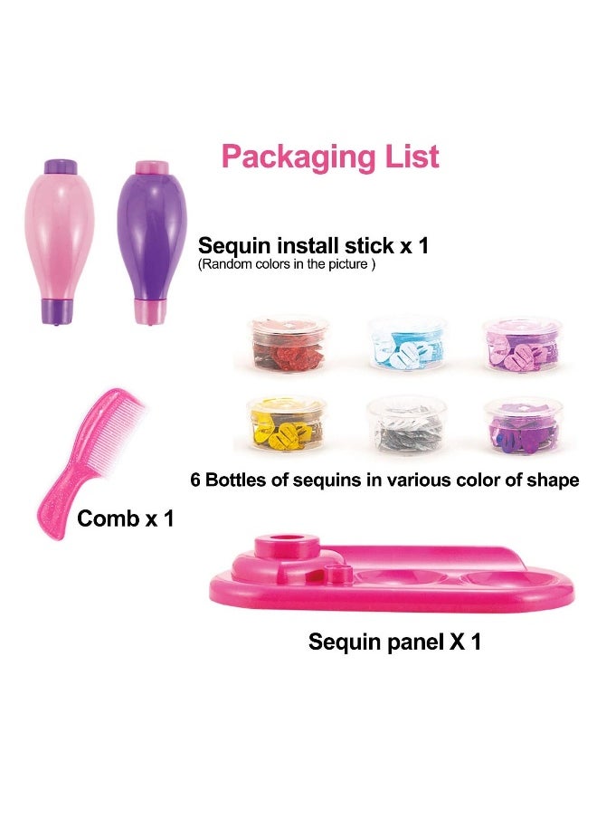 Hair Gem Stamper Kit, Quick and Easy Hair Decorating Tool with Glitter Sequins, 5 Styles of Different Shapes, Perfect for Bedazzling Hair