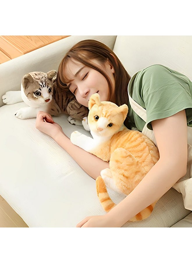 Cute Cat Soft Stuffed Plush Animal Toy For Kids Birthday Gift (Color: Yellow; Size: 28 Cm)