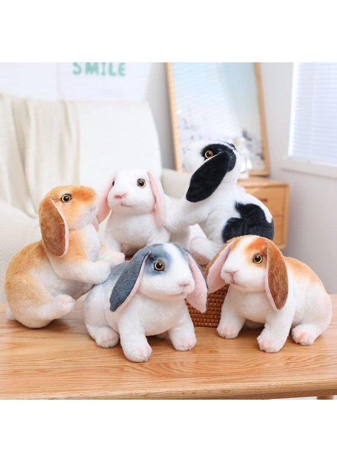 Cute Rabbit Soft Stuffed Plush Animals Toy For Kids Birthday Gift (Size: 35 Cm; Color: White & Brown)