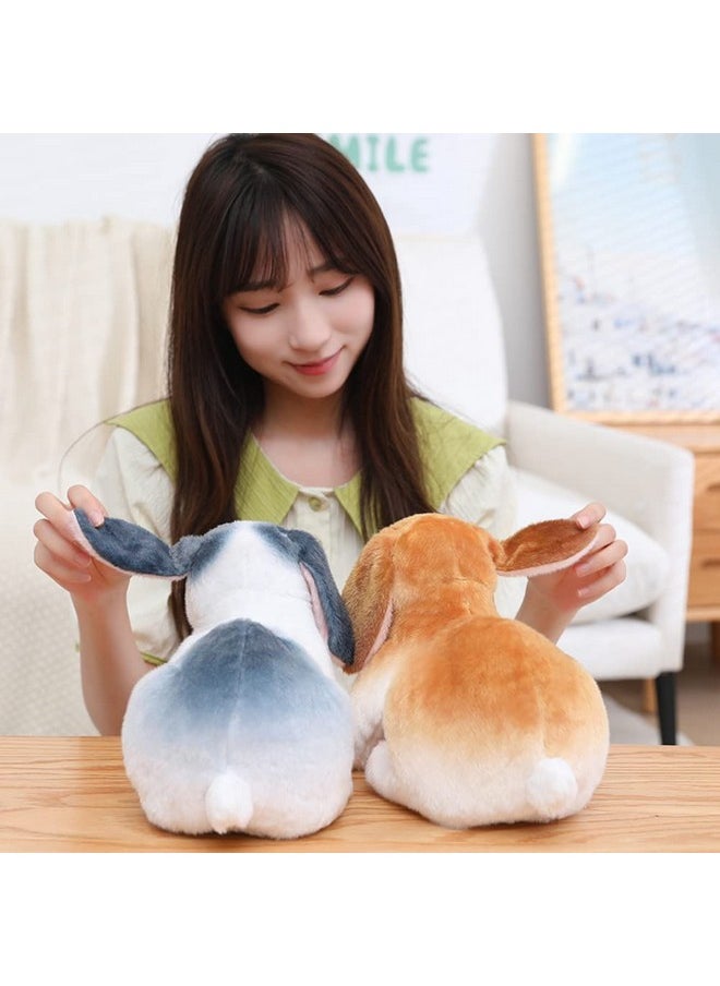 Cute Rabbit Soft Stuffed Plush Animals Toy For Kids Birthday Gift (Size: 35 Cm; Color: White & Brown)