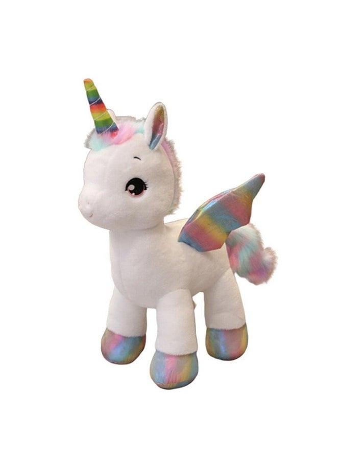 Cute Rainbow Unicorn Horse Soft Stuffed Plush Animal Toys For Kids Boys & Girls Birthday Gift (Color: White Size: 30 Cm)